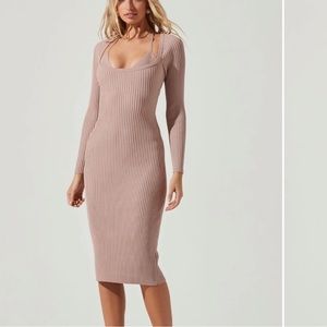 ASTR Halter Bralette Ribbed Midi Dress